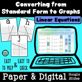 Preview of Converting Standard Form Linear Equations to Graphs Match | PAPER & DIGITAL