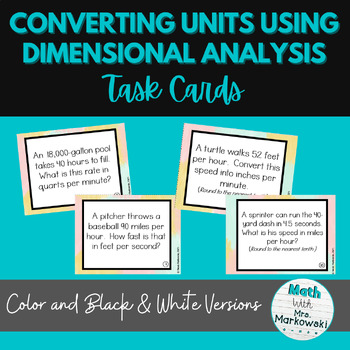 Preview of Converting Units Using Dimensional Analysis - Algebra 1 - TASK CARDS