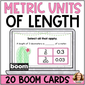 Preview of Converting Units of Measure - Metric Length Boom Cards - 4th Grade Math Center