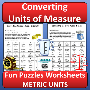 Preview of Converting Units of Measurement Worksheets METRIC Conversion 4th 5th Grade
