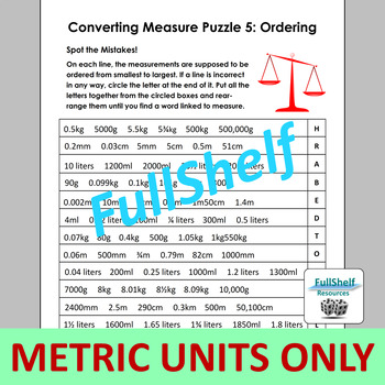 converting units of measurement worksheets metric fun math puzzles 4th 5th grade