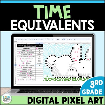 Preview of Converting Units of Time & Equivalents Spring Math Digital Pixel Art Activity