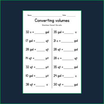 Converting Volumes (cups, pints, quarts and gallons) - Capacity Conversion