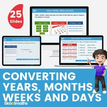 Preview of Converting Years, Months, Weeks and Days - Grade 3 Interactive Digital Resources