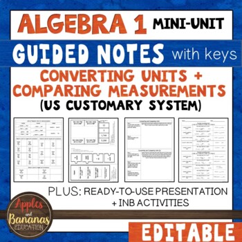 Preview of Converting Units and Comparing Measurements - Guided Notes, INB, + Presentation