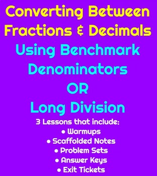 Preview of Converting between Fractions and Decimals (3 lessons) - Guided Notes & Practice