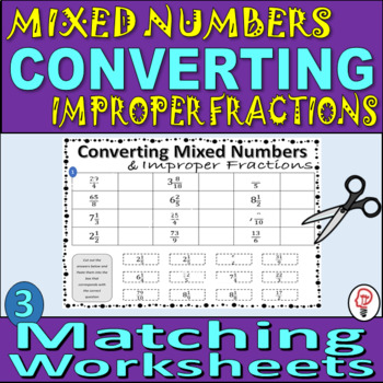 Preview of Converting between Mixed Numbers and Improper Fractions - Matching Activity