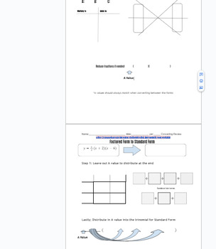 Preview of Converting between quadratic forms spaced out graphic organizer fillable