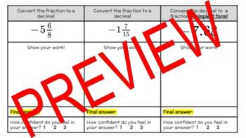 Preview of Converting fractions & decimals Exit ticket - google slides - editable