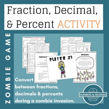 Preview of Converting Between Fractions, Decimals and Percents: Zombie Activity