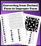 Converting from Decimal Form to Improper Form Color Worksheet
