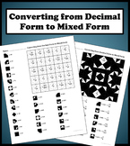 Converting from Decimal Form to Mixed Form Color Worksheet