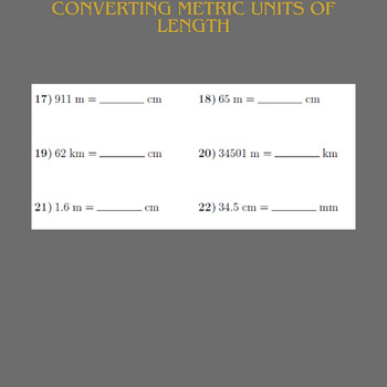 Preview of Converting metric units of length