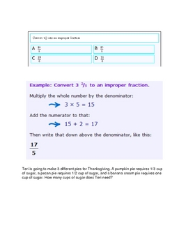 Preview of Converting mixed fractions to improper fractions 