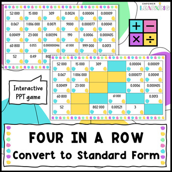 Preview of Converting to Standard Form/Scientific Notation Four in a Row Game
