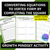 Convert to Vertex Form Completing the Square Growth Mindse