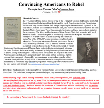 Preview of Convincing Americans to Rebel: Excerpts from Thomas Paine’s Common Sense DBQ