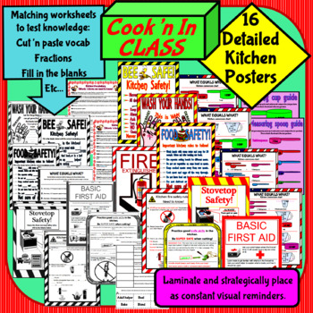 Preview of Classroom Cookbook: Cooking posters w/assessments on kitchen fundamentals.