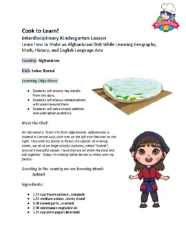 Preview of Cook to Learn! Interdisciplinary Kindergarten Lesson