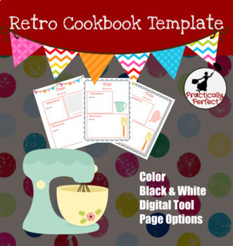 Preview of Cookbook Template, color and black and white, create your own class cookbook