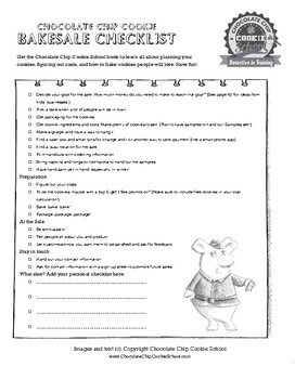 Preview of Cookie Bakesale Checklist - FREE Printable from the Chocolate Chip Cookie School