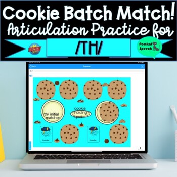 Preview of Cookie Batch Match Articulation Practice /th/ Boom Card Freebie Distance Learn