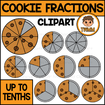 Preview of Cookie Fractions Clipart Up to Tenths l 130 Graphics (Colour and B&W) l TWMM