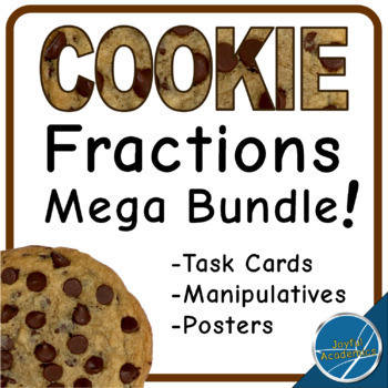 Preview of Cookie Fractions Mega Bundle with Task Cards, Manipulatives, and Posters