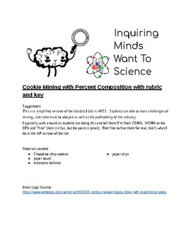 Preview of Cookie Mining with Percent Composition, Rubric and Key