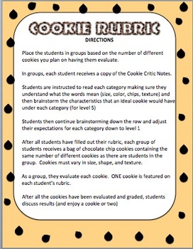 Preview of Cookie Rubric Lesson Plan