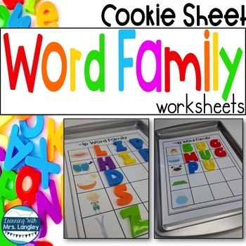 Preview of Cookie Sheet Word Family Activities