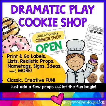 Preview of Cookie Shop Dramatic Play Center . Cookbook, Lists , Labels , Name Tags, & More!