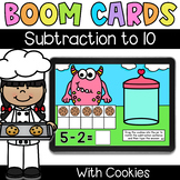 Cookie Subtraction to 10 - Digital Task Cards - Boom Cards