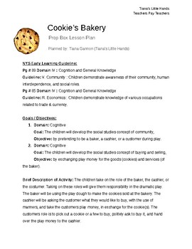 Preview of Cookie's Bakery - Lesson Plans