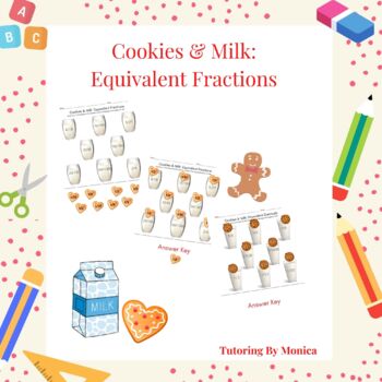 Preview of Cookies and Milk: Equivalent Fractions