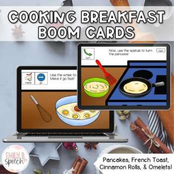 Preview of Cooking Breakfast Following Directions Boom Cards | Visual Supports | Language