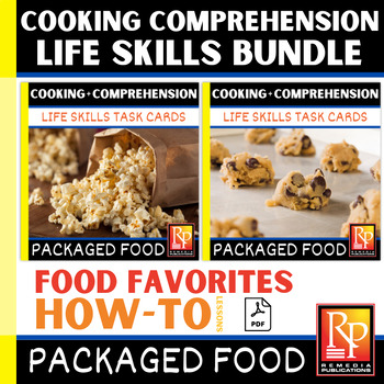 Preview of Cooking Packaged Foods: Kitchen Life Skills Activities | Task Cards - BUNDLE