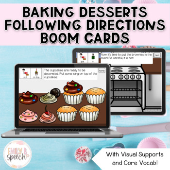 Preview of Cooking Desserts Following Directions Boom Cards | Visual Supports | Language