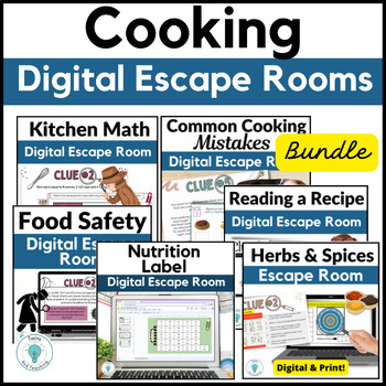 Preview of Cooking Digital Escape Room Activities for FCS, Culinary, Life Skills Cooking