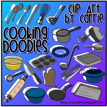 Preview of Cooking Doodles (BW and full-color PNG images)
