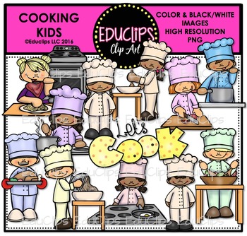 Preview of Cooking Kids Clip Art Bundle {Educlips Clipart}