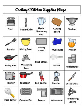 Cooking & Kitchen Supplies BINGO Game