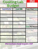 Cooking Lab Budget Worksheet