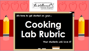 Preview of Cooking Lab Rubric (EDITABLE) (NASAFACS 8.2.7, 8.3.3 Standards)