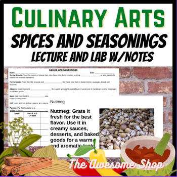 Preview of Cooking Lab Seasonings & Spices with Google Slides, Instructions & Notes Matrix