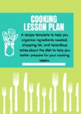 Cooking Lesson Plan Template