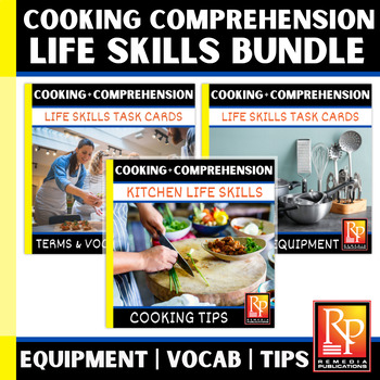 Preview of Cooking Life Skills BUNDLE | Equipment | Vocabulary | Tips | Activities