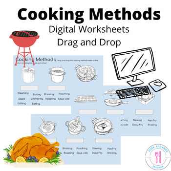 Preview of Cooking Methods Culinary Terms Identification Digital Drag and Drop Worksheets 