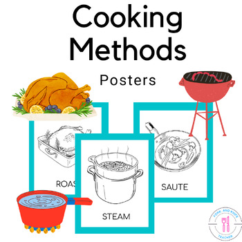 Preview of Cooking Methods Culinary Terms Posters In Black and White 