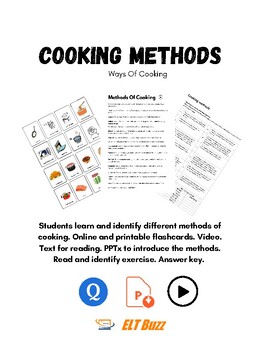 Preview of Cooking Methods. Vocabulary.  Life Skills. ELA  ESL PPTx Video